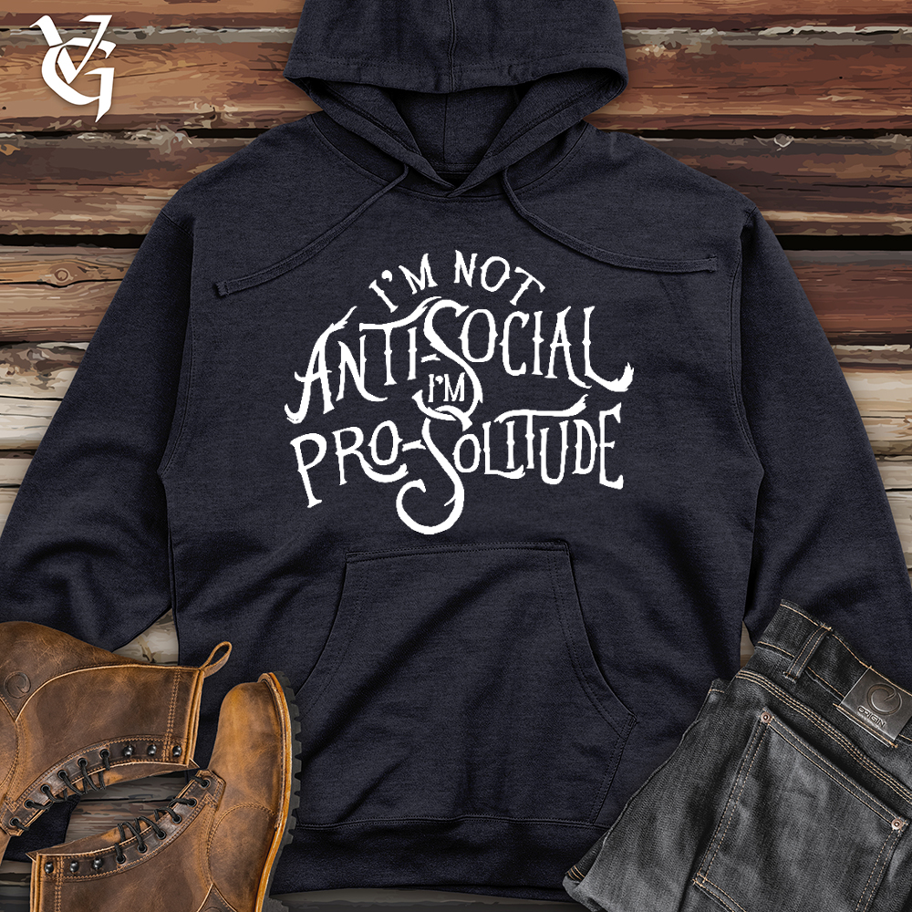Viking Goods I'm Not AntiSocial Midweight Hooded Sweatshirt Classic Navy Heather / L
