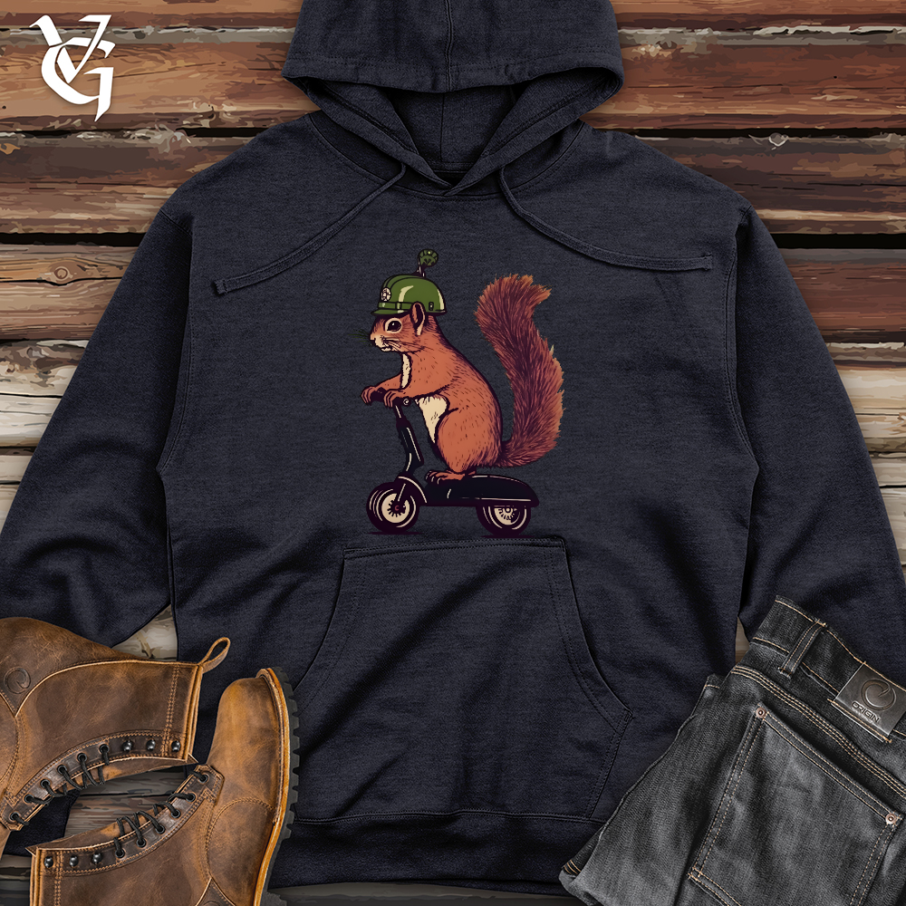 Viking Goods Squirrel Scoot Midweight Hooded Sweatshirt Classic Navy Heather / L