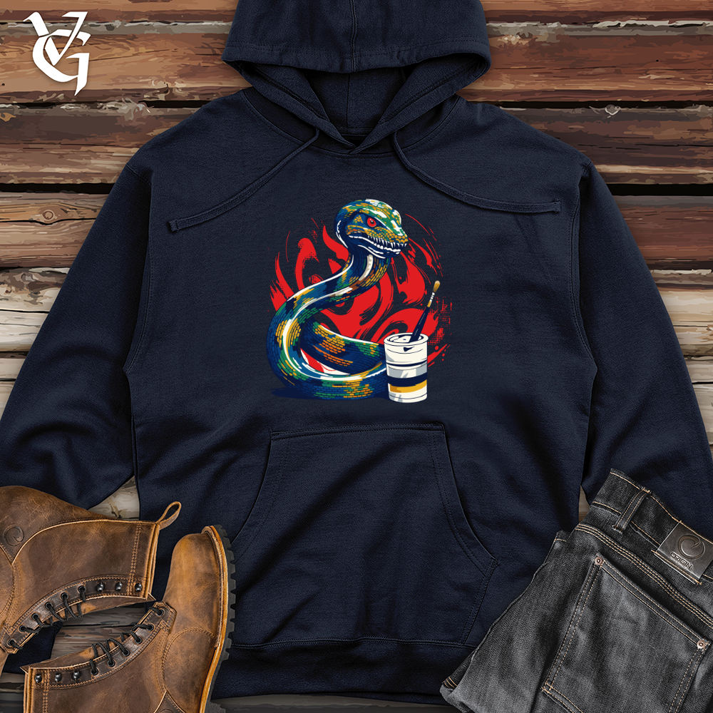 Viking Goods Abstract Serpent Strokes Midweight Hooded Sweatshirt Classic Navy / L