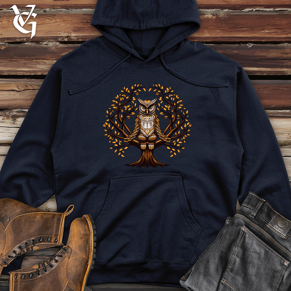 Viking Goods Autumn Owl Majesty Midweight Hooded Sweatshirt Classic Navy / L
