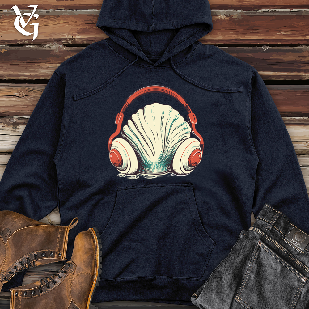 Viking Goods Clam Ocean Echo Headphone Vibes Midweight Hooded Sweatshirt Alpine Green / L