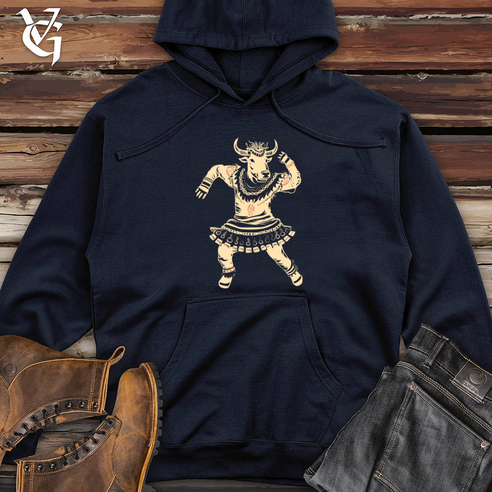 Viking Goods Cow Tribal Dance Midweight Hooded Sweatshirt Classic Navy / L
