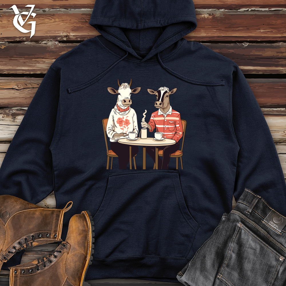 Viking Goods Cows Coffee Date Midweight Hooded Sweatshirt Classic Navy / L