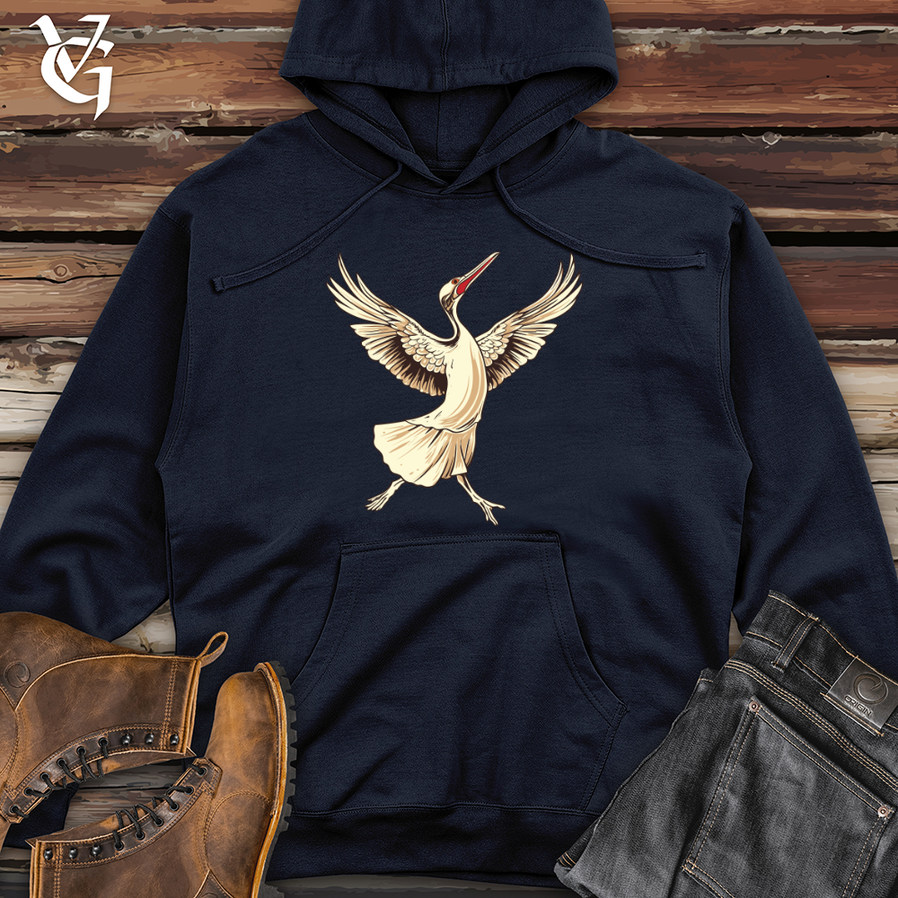 Viking Goods Crane Elegant Dance Midweight Hooded Sweatshirt Classic Navy / L