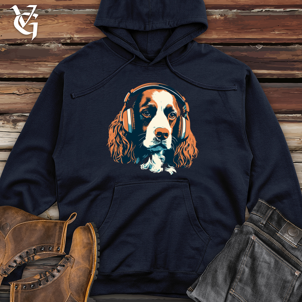 Viking Goods Dog Paw-tapping Beats Headphone Harmony Midweight Hooded Sweatshirt Classic Navy / L