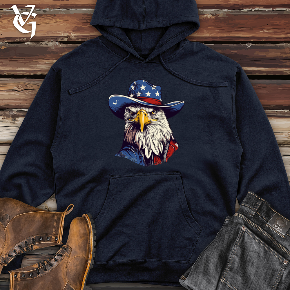 Viking Goods Eagle Skyline Rodeo Cowboy Cap Midweight Hooded Sweatshirt Classic Navy / L