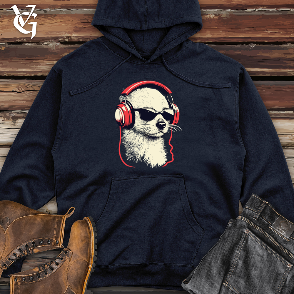 Viking Goods Ferret Headphone Harmony Midweight Hooded Sweatshirt Classic Navy / L
