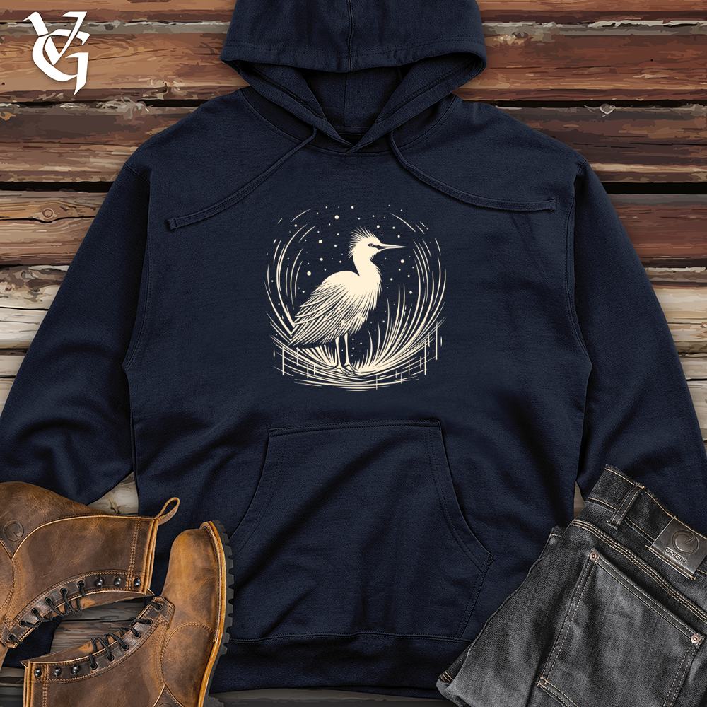 Viking Goods Flurry Feathered Egret Midweight Hooded Sweatshirt Classic Navy / L