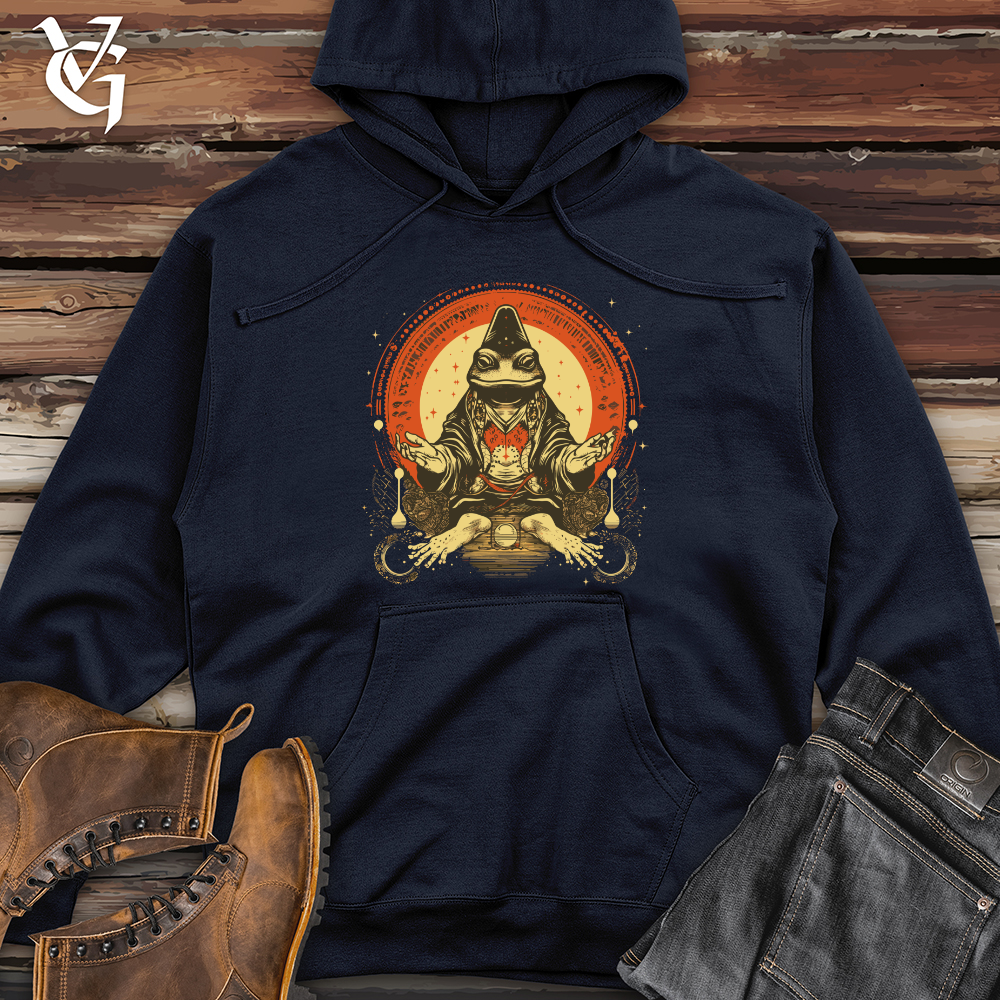 Viking Goods Frog Mystical Meditation Midweight Hooded Sweatshirt Classic Navy / L