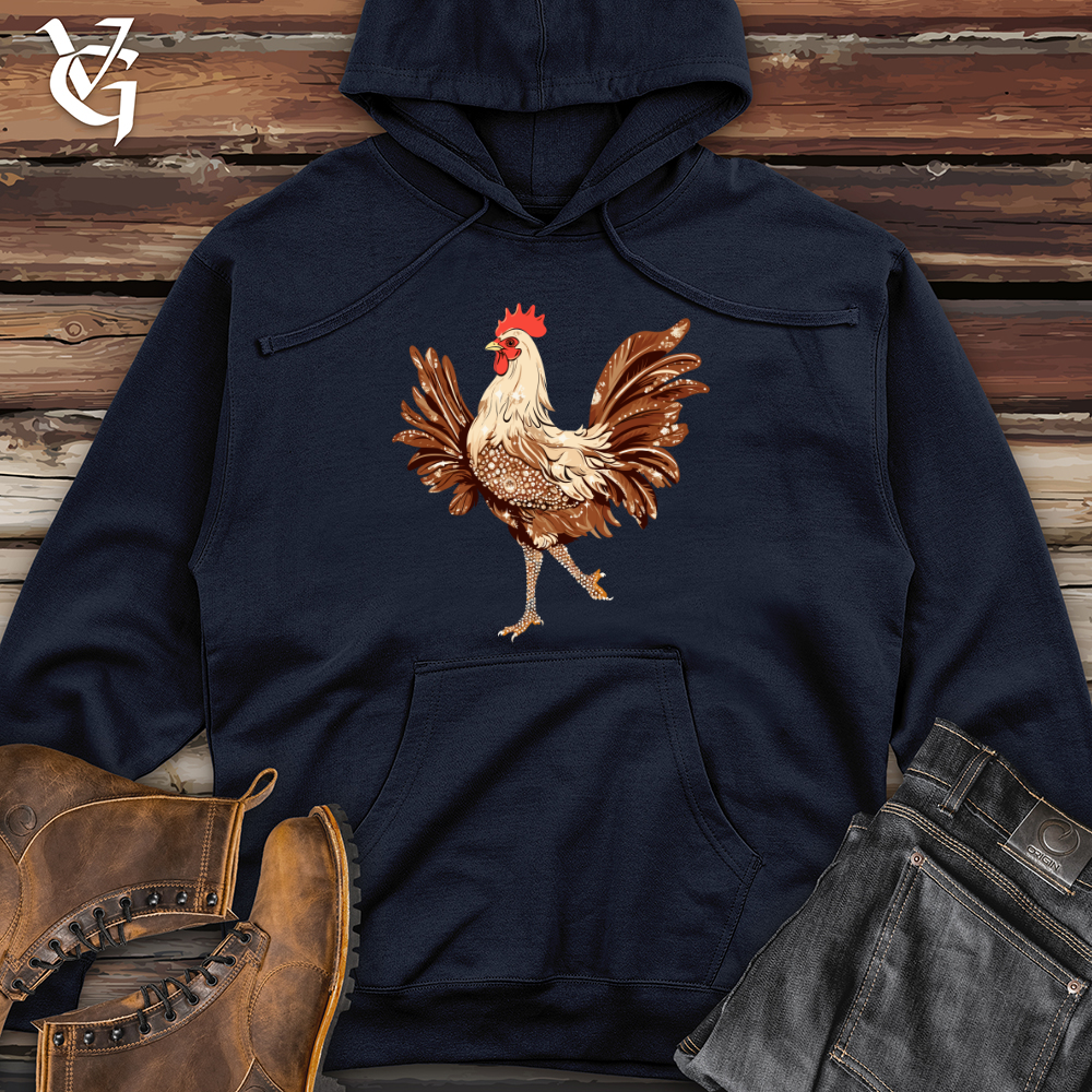 Viking Goods Glamorous Rooster Sparkle Midweight Hooded Sweatshirt Classic Navy / L