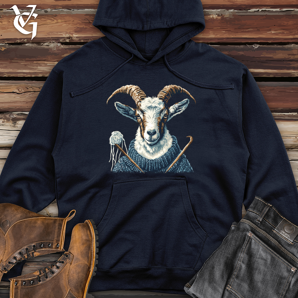 Goat Knitting Workshop Hoodie Stay Cozy While Crafting Viking Goods Company