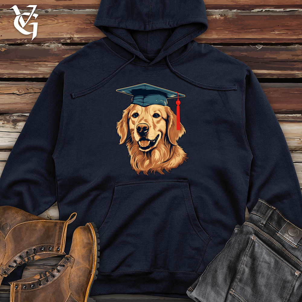 Viking Goods Graduation Celebration Golden Retriever Midweight Hooded Sweatshirt Classic Navy / L