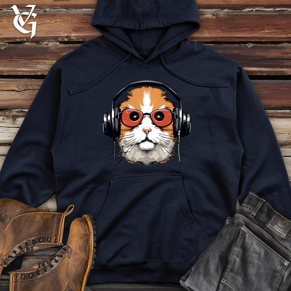 Viking Goods Hamster Headphone Harmony Midweight Hooded Sweatshirt Classic Navy / L