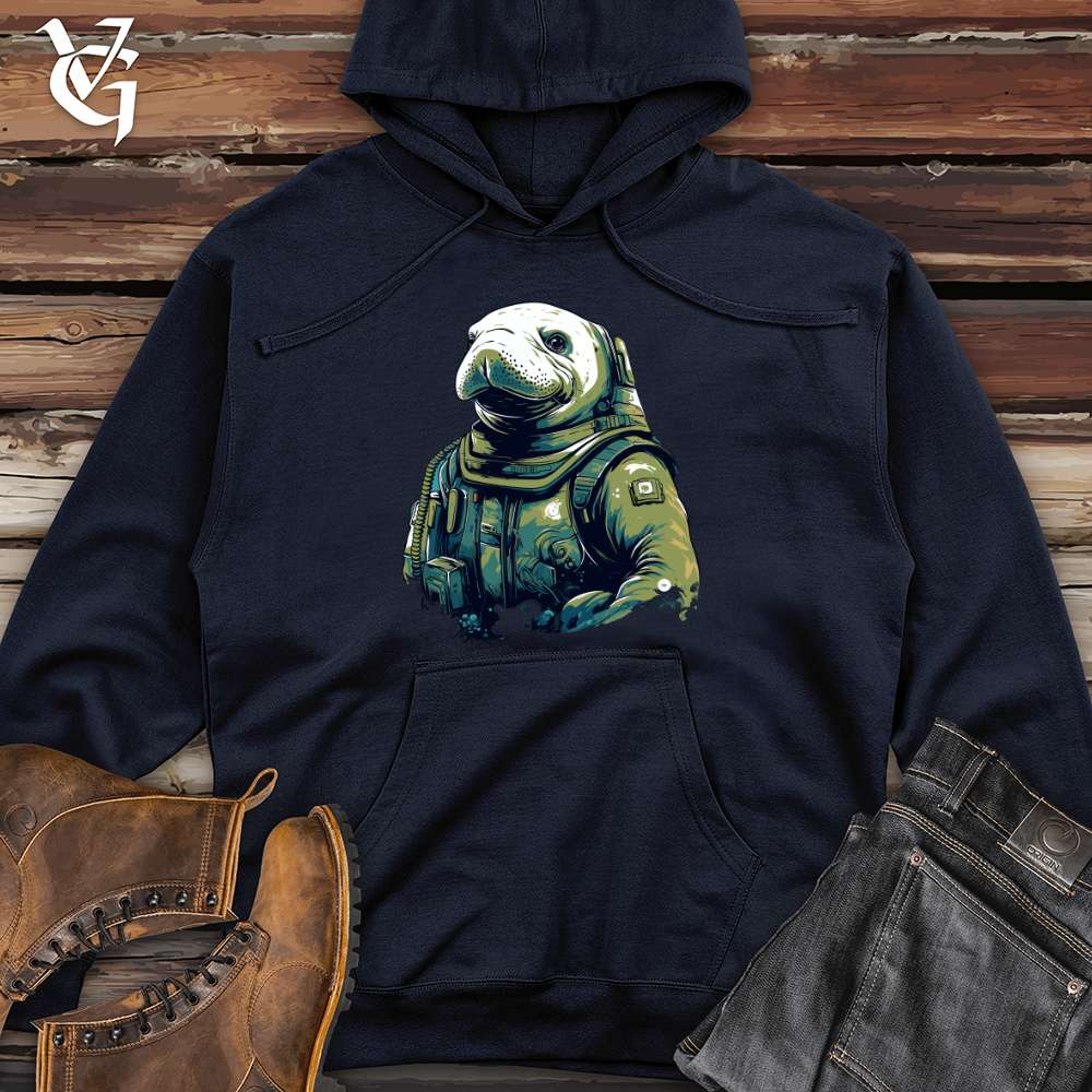 Viking Goods Manatee Astronaut Adventure Midweight Hooded Sweatshirt Classic Navy / L