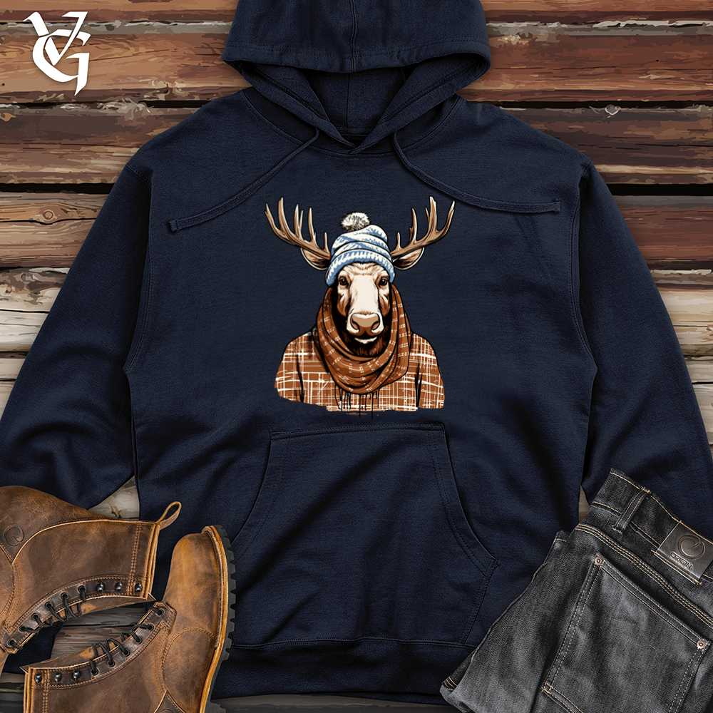 Viking Goods Moose Cozy Antler Beanie Comfort Midweight Hooded Sweatshirt Classic Navy / L