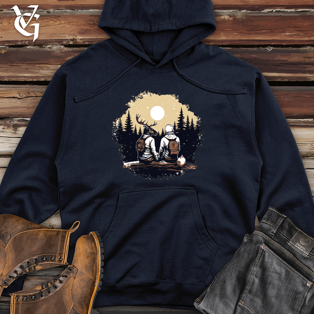 Viking Goods Moose Wilderness Encounter Midweight Hooded Sweatshirt Classic Navy / L