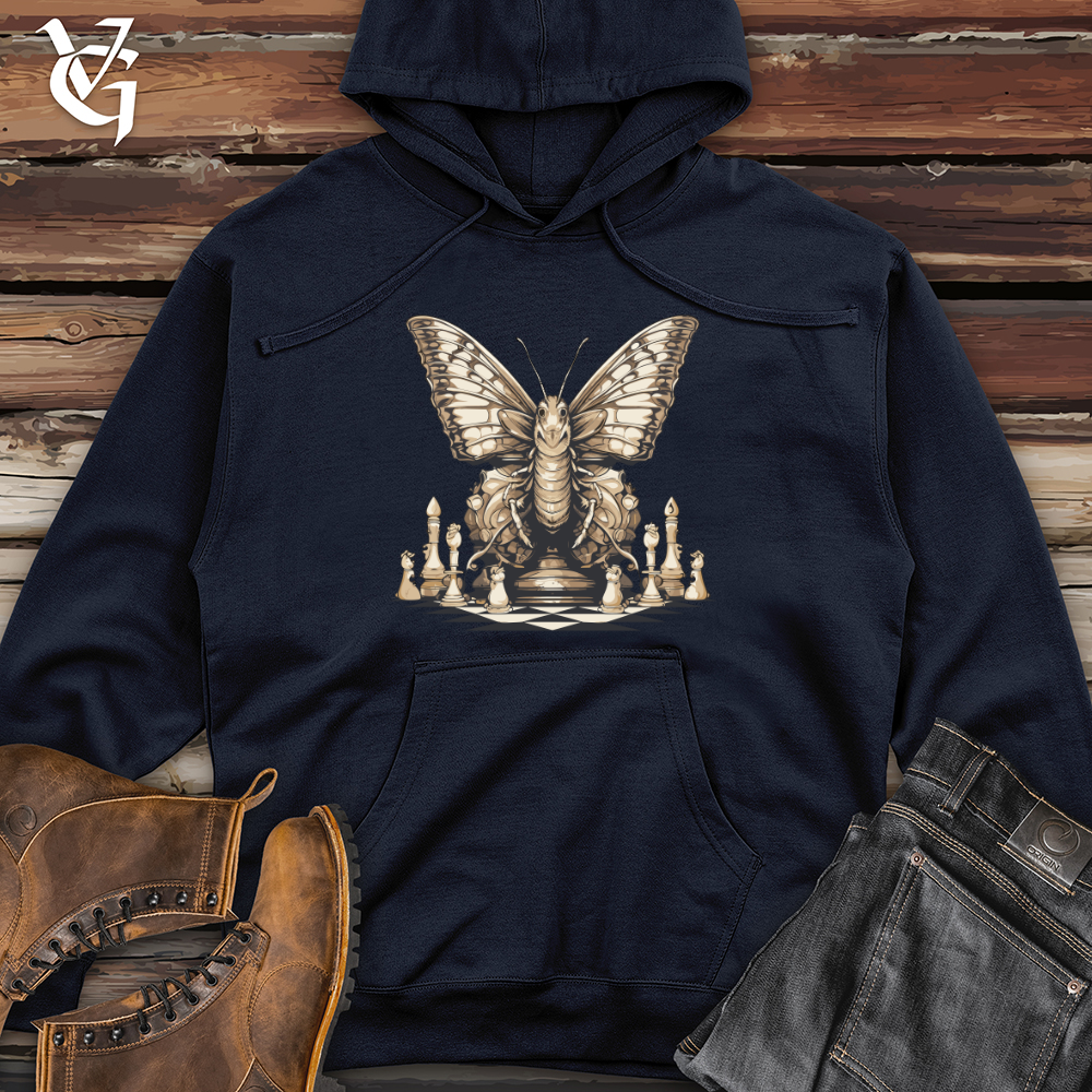 Viking Goods Moth Strategy Flutter Chess Checkmate Midweight Hooded Sweatshirt Classic Navy / L