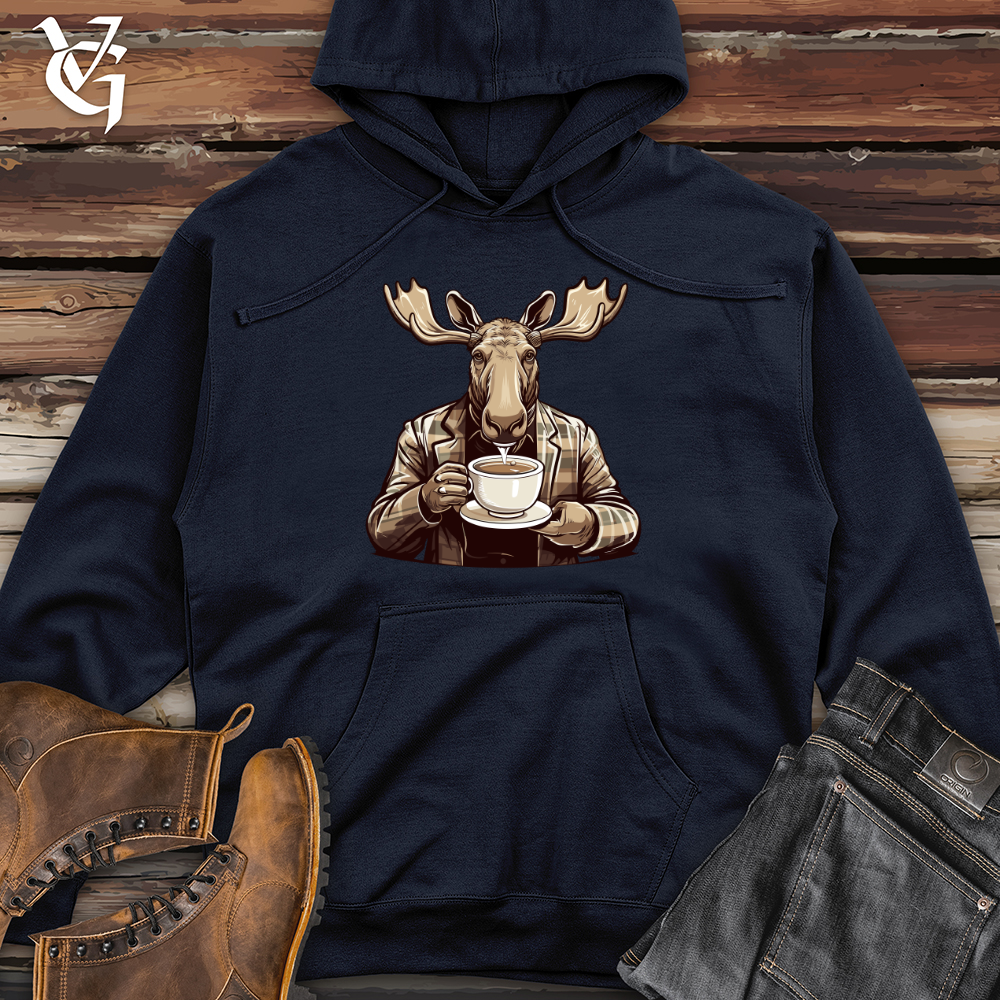 Viking Goods Mug-Wielding Moose Midweight Hooded Sweatshirt Classic Navy / L