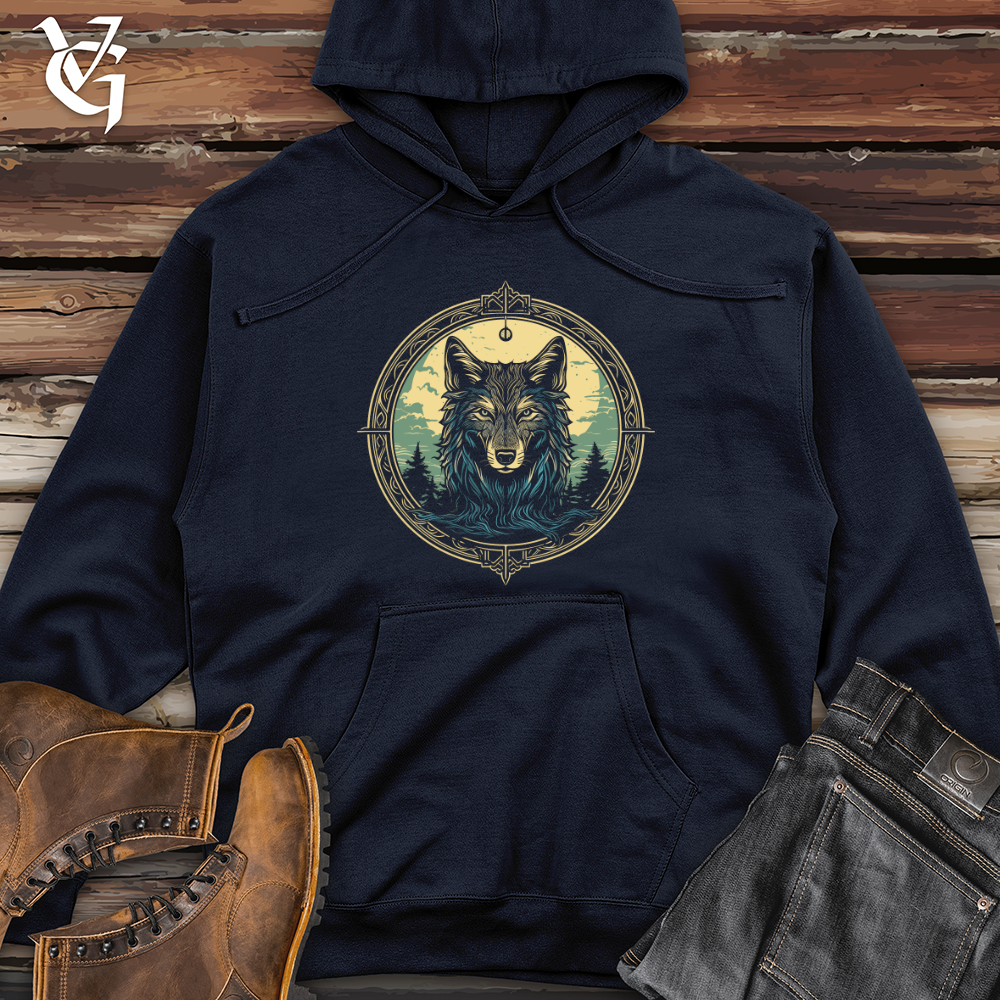 Viking Goods Mystic Wolf Compass Midweight Hooded Sweatshirt Classic Navy / L