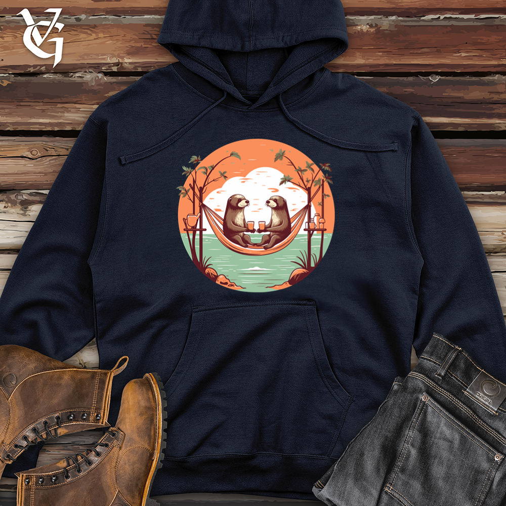 Viking Goods Otters Sunset Sip Midweight Hooded Sweatshirt Classic Navy / L