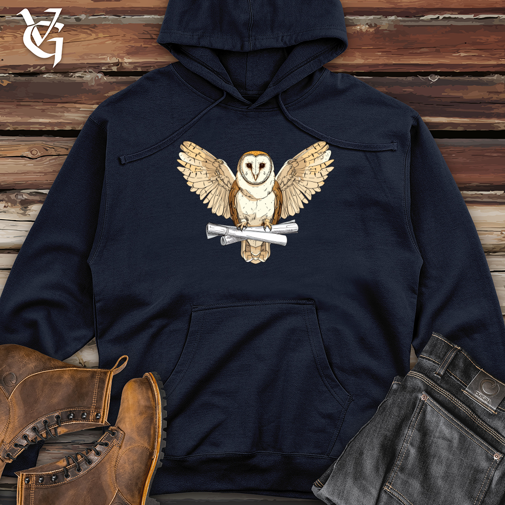 Viking Goods Owl Architect Wisdom Midweight Hooded Sweatshirt Classic Navy / L