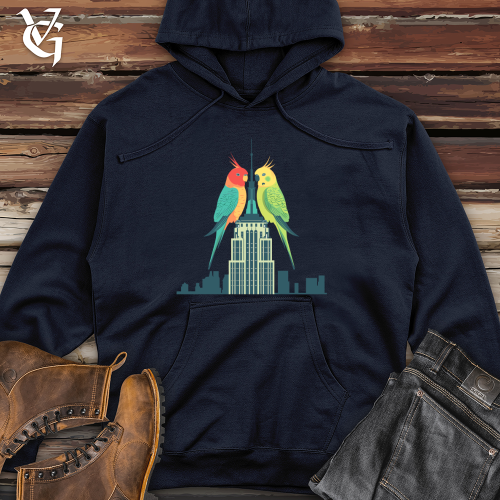 Viking Goods Parakeet Skyscraper Perch Midweight Hooded Sweatshirt Classic Navy / L
