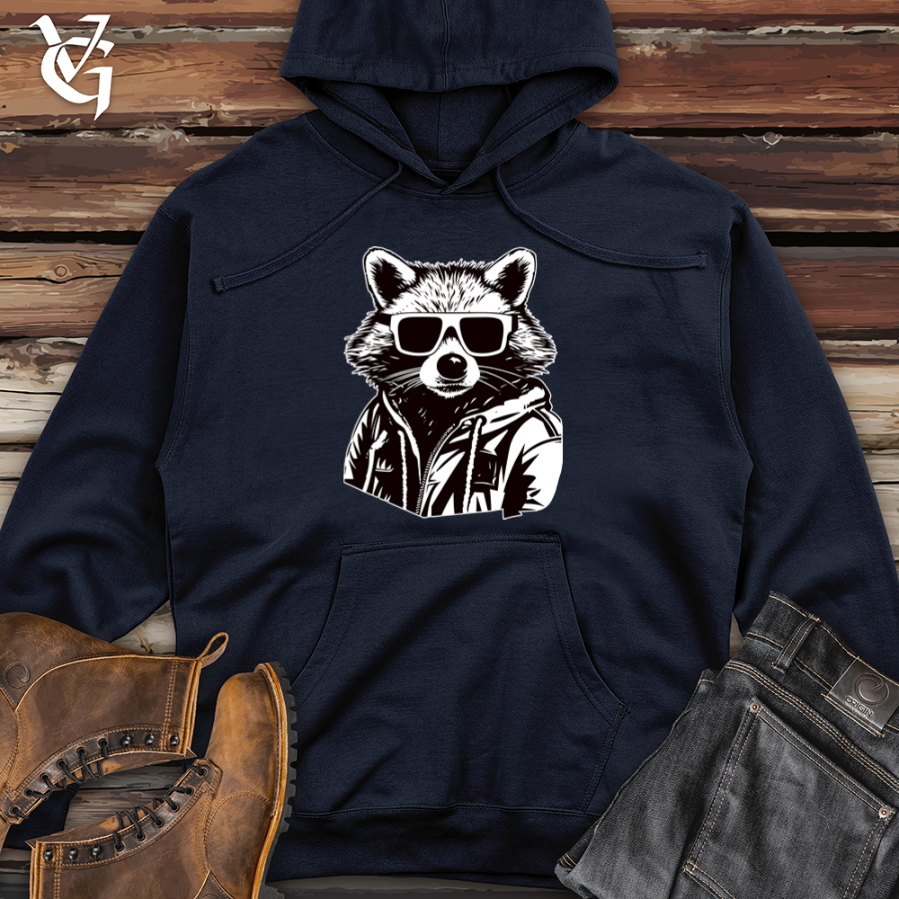 Viking Goods Retro Bandit Raccoon Midweight Hooded Sweatshirt Classic Navy / L