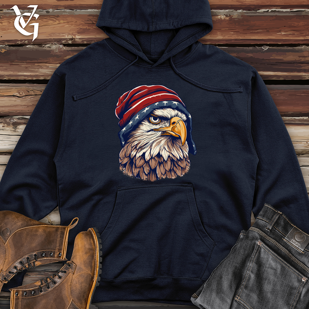 Viking Goods Retro Beanie Wearing Eagle Midweight Hooded Sweatshirt Classic Navy / L