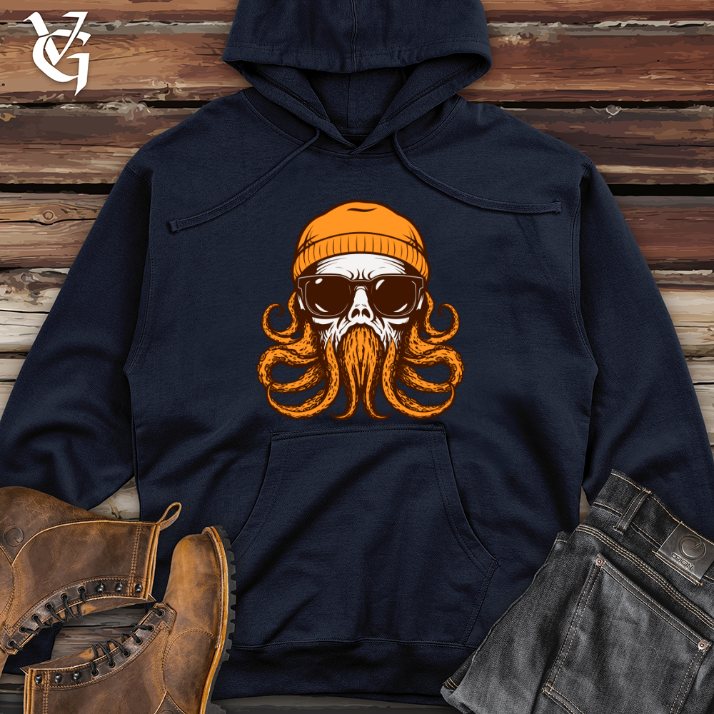 Viking Goods Retro Headed Cephalopod Midweight Hooded Sweatshirt Classic Navy / L