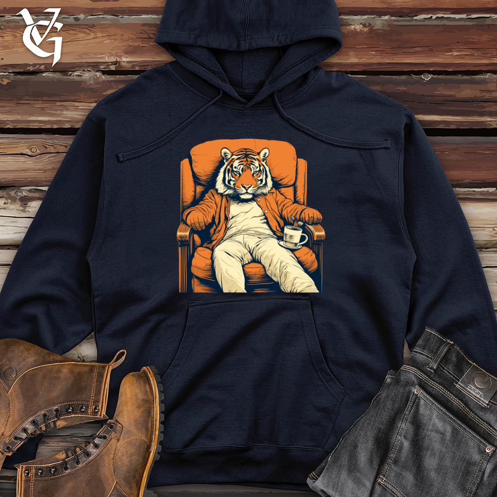Viking Goods Retro Tiger Lounger Midweight Hooded Sweatshirt Classic Navy / L