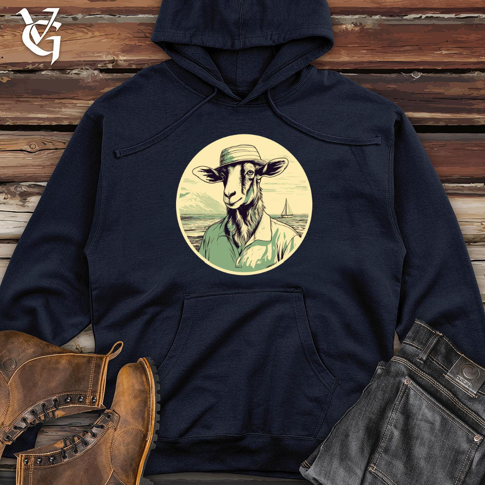 Viking Goods Sailing Goat Captain Midweight Hooded Sweatshirt Classic Navy / L