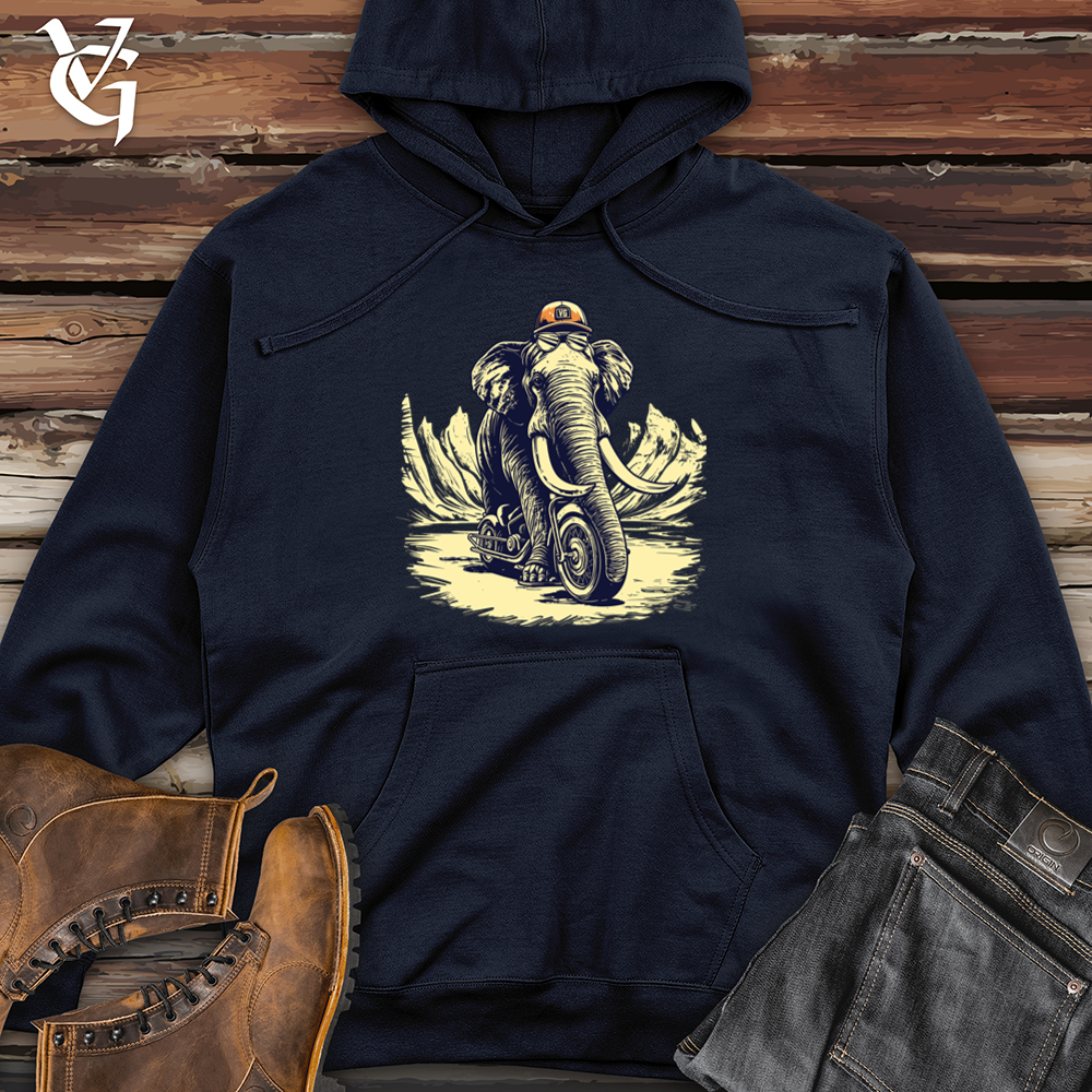 Viking Goods Scooter Adventure Wooly Mammoth Style Midweight Hooded Sweatshirt Classic Navy / L