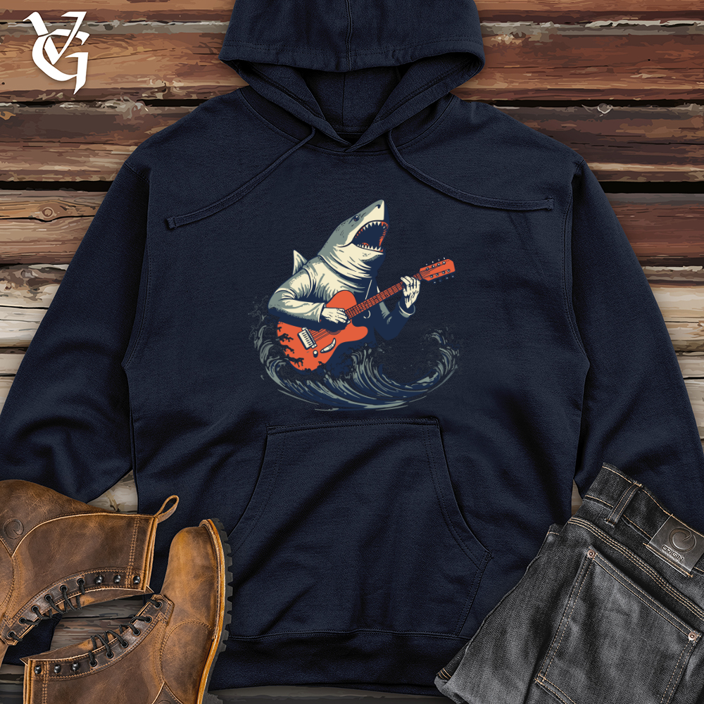 Viking Goods Shark Deep Dive Guitar Groove Midweight Hooded Sweatshirt Classic Navy / L