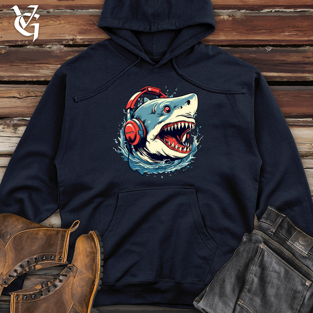 Viking Goods Shark Deep Dive Soundwave Symphony Midweight Hooded Sweatshirt Classic Navy / L