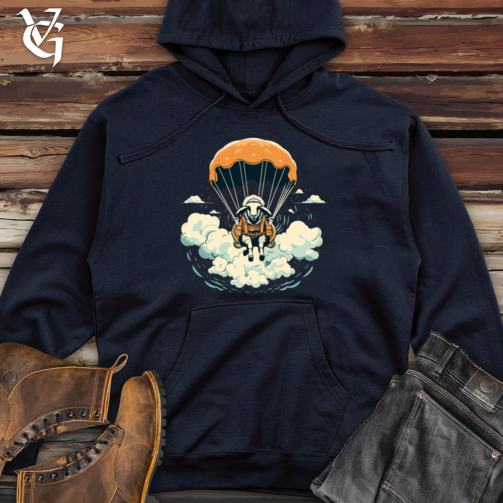 Viking Goods Sheep Skydiving Parachute Rush Midweight Hooded Sweatshirt Classic Navy / L