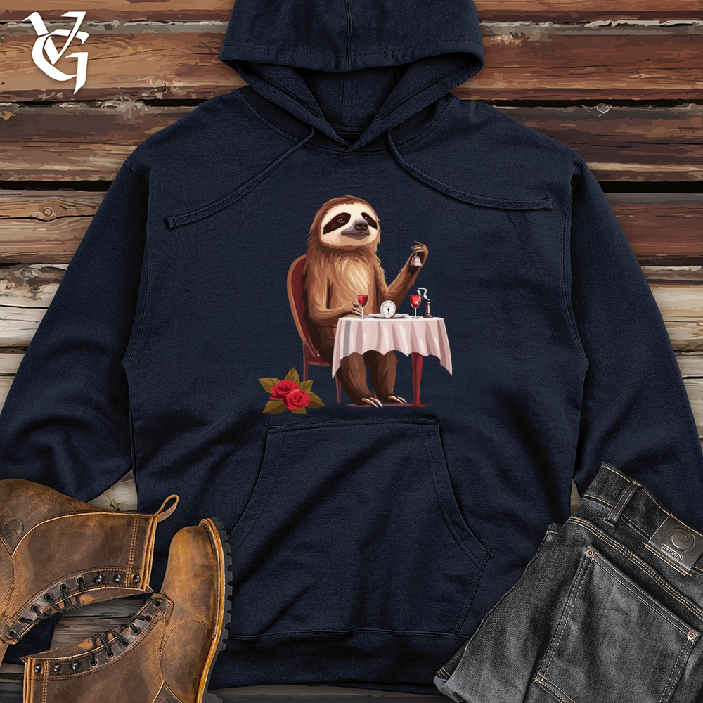 Viking Goods Sloth Fine Dining Midweight Hooded Sweatshirt Classic Navy / L