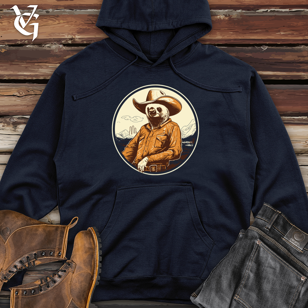 Viking Goods Sloth Slow motion Western Hat Swag Midweight Hooded Sweatshirt Classic Navy / L