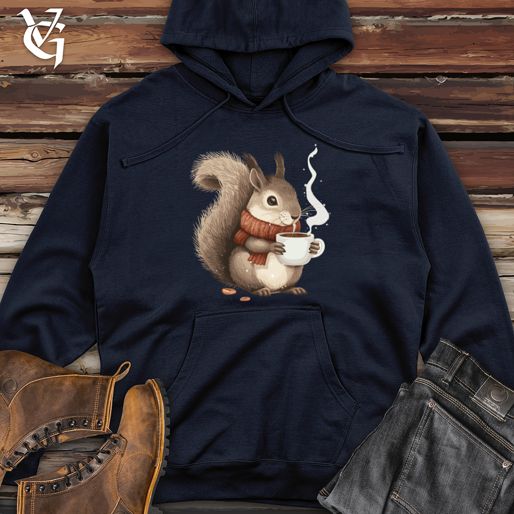 Viking Goods Squirrel Cozy Coffee Midweight Hooded Sweatshirt Classic Navy / L