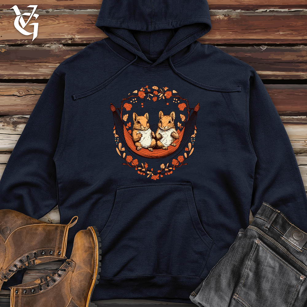 Viking Goods Squirrels Autumn Hammock Midweight Hooded Sweatshirt Classic Navy / L