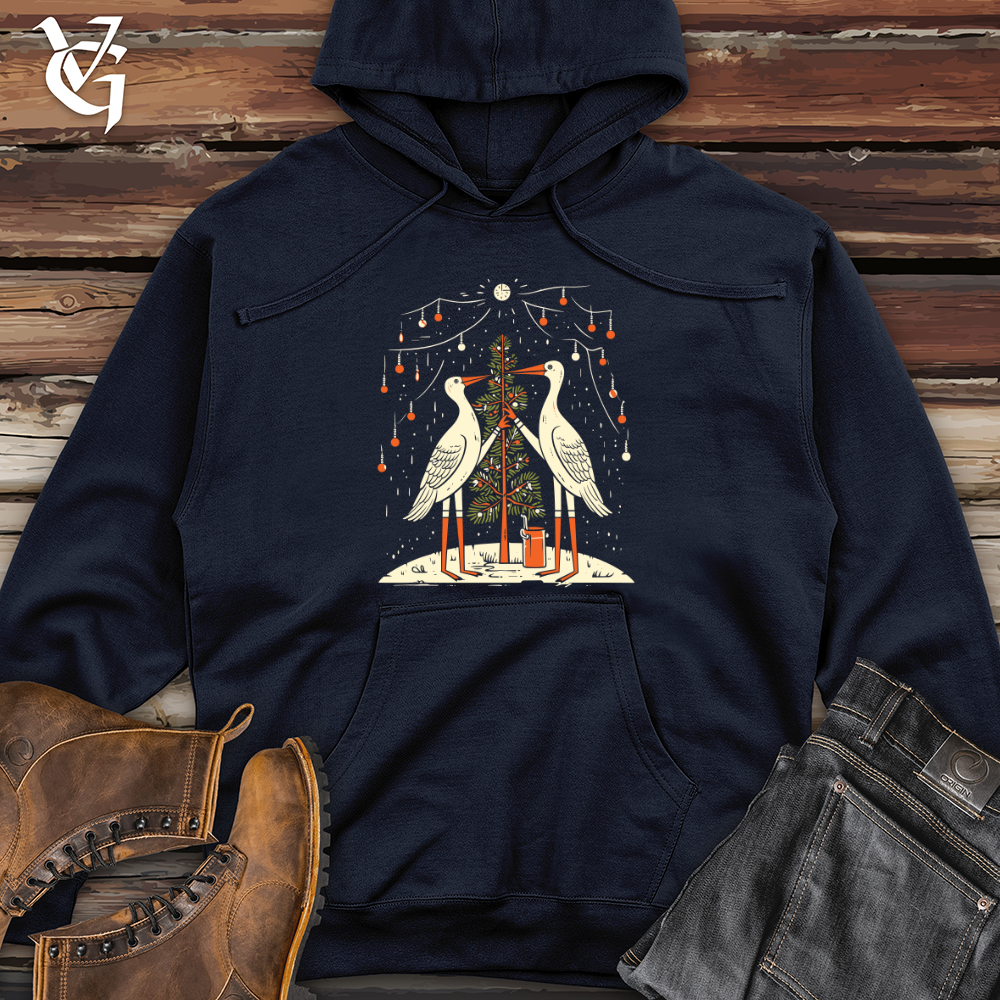 Viking Goods Storks Festive Gathering Midweight Hooded Sweatshirt Classic Navy / L