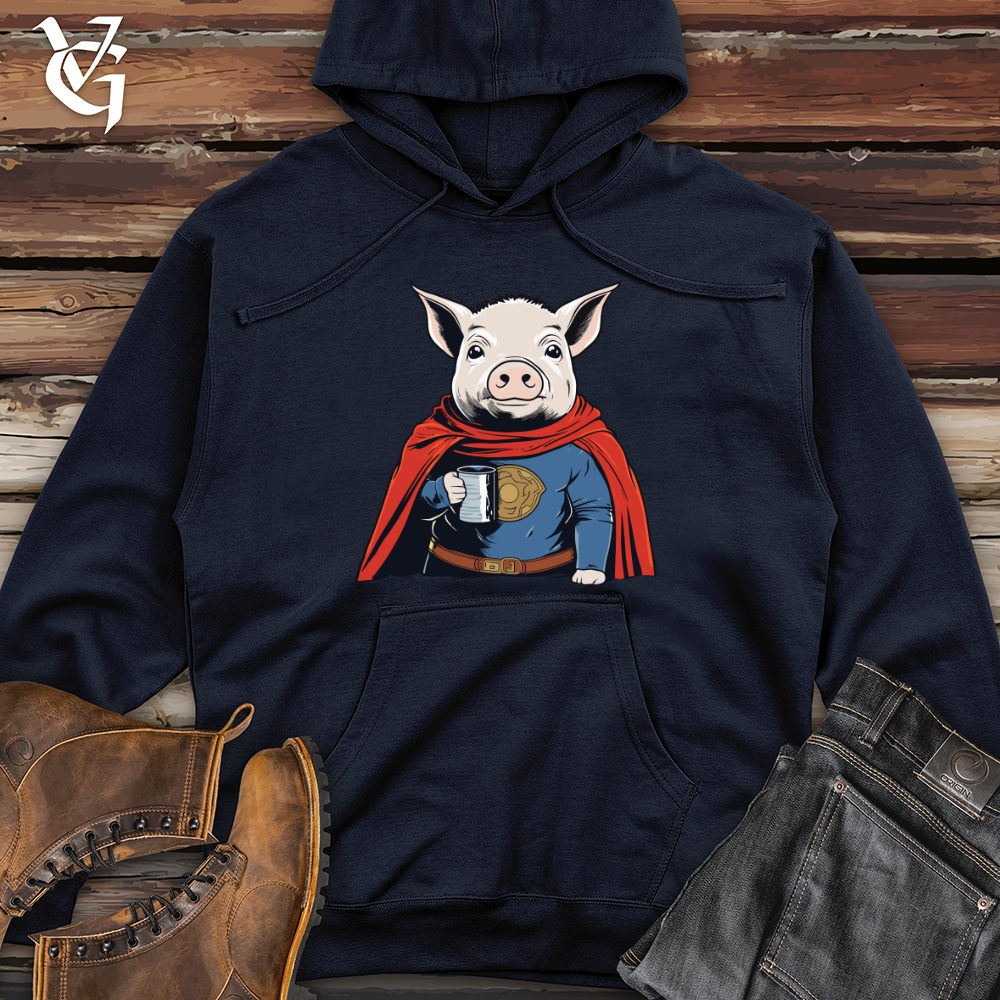 Viking Goods Super Hero Pig Midweight Hooded Sweatshirt Classic Navy / L