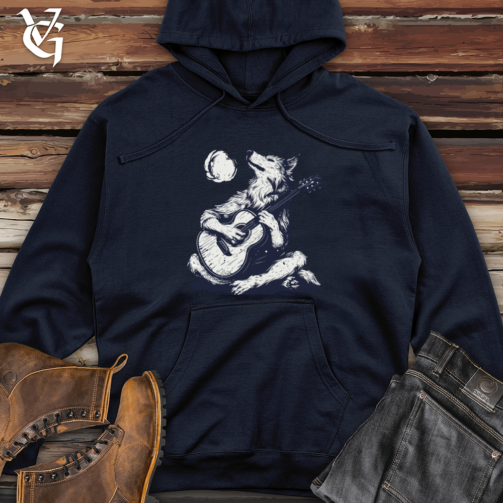 Viking Goods Wolf Moonlight Serenade Midweight Hooded Sweatshirt Classic Navy / L