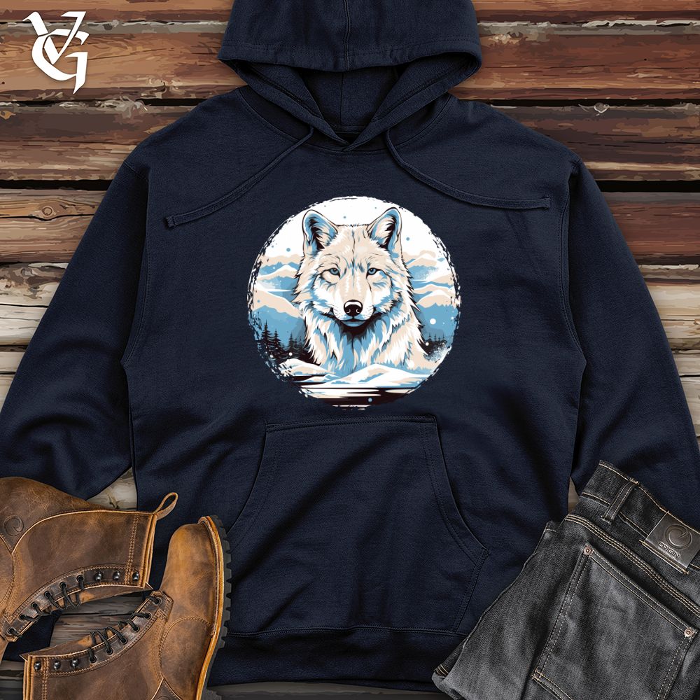 Viking Goods Wolf Winter Majesty Midweight Hooded Sweatshirt Classic Navy / L