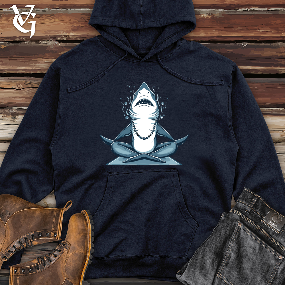 Viking Goods Zen Shark Meditation Midweight Hooded Sweatshirt Classic Navy / L