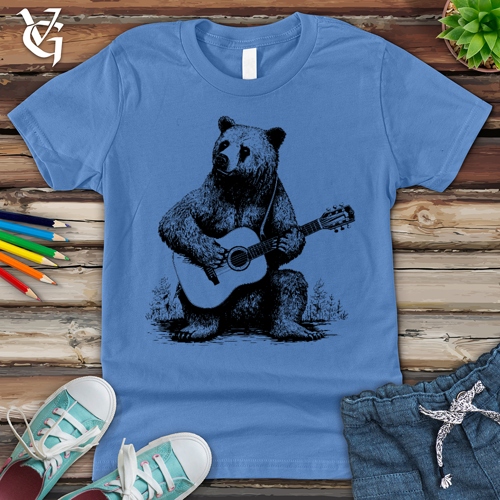 Viking Goods Bear Guitarist Youth Tee Columbia Blue / L