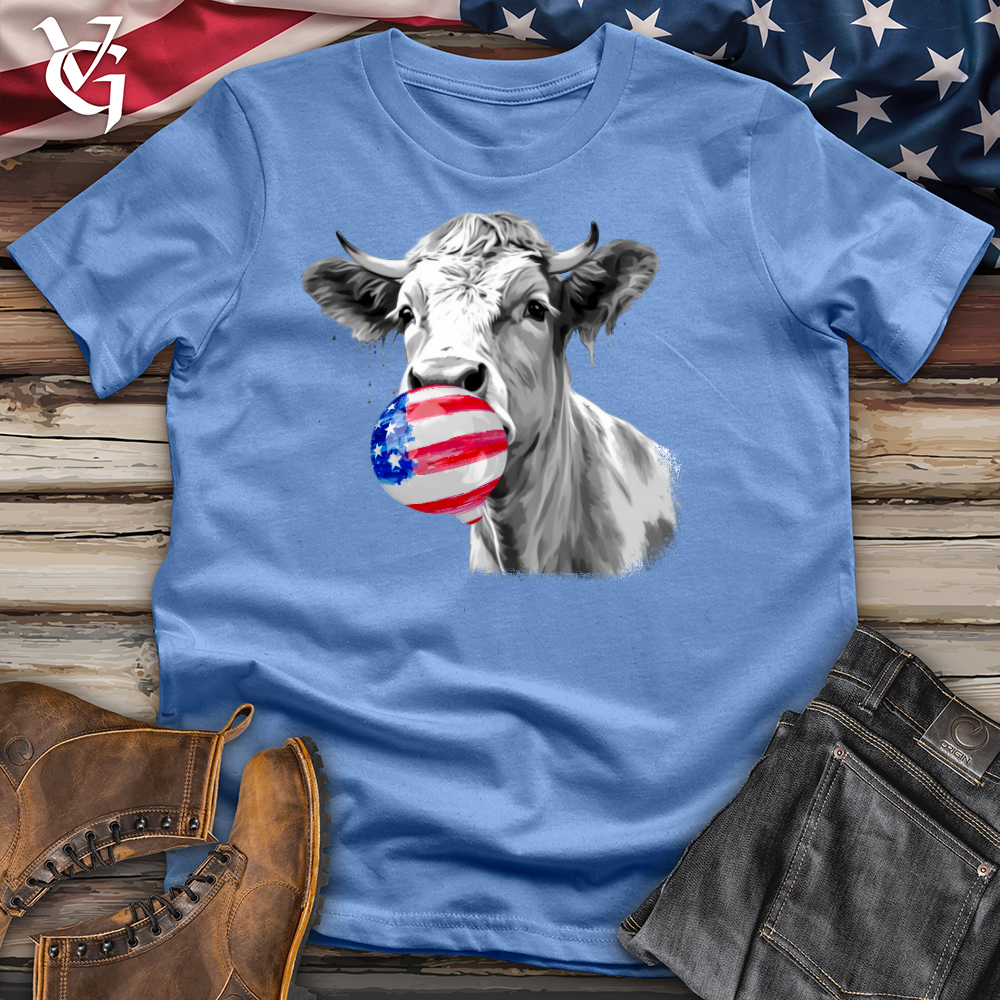 Viking Goods Cow And A Usa Flag Gum Cotton Tee Columbia Blue / L
