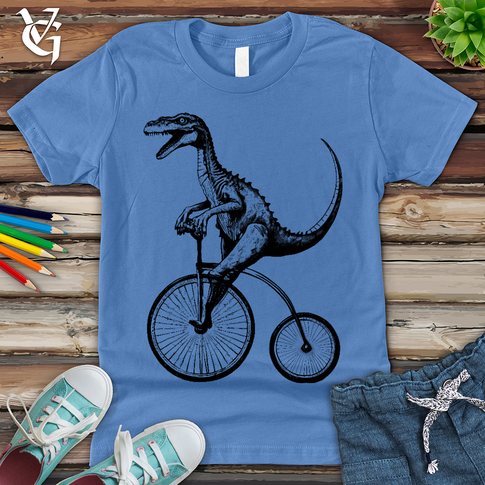 Viking Goods Dinosaur Cyclist Youth Tee Columbia Blue / L