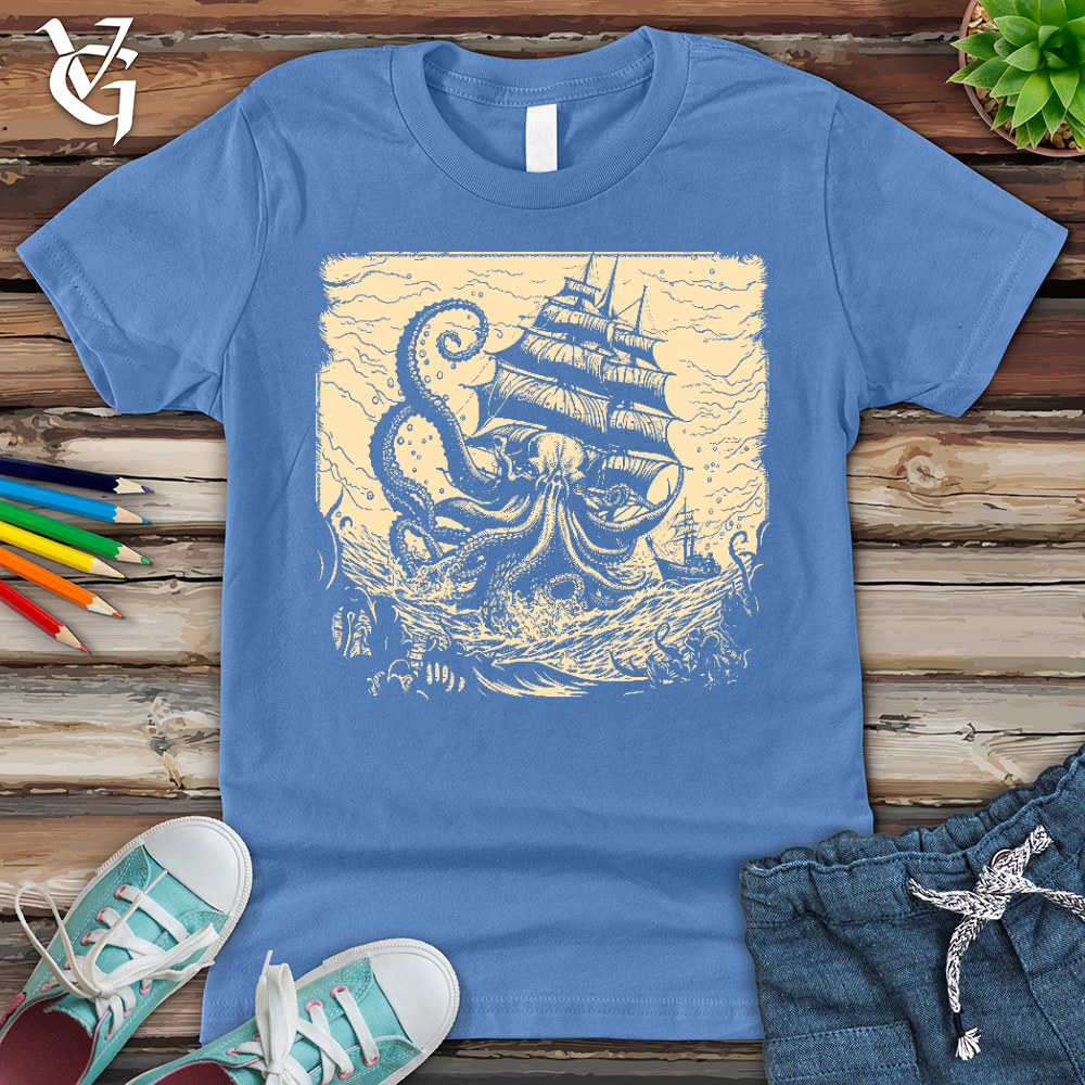 Viking Goods Kraken at Sea Youth Tee Columbia Blue / L