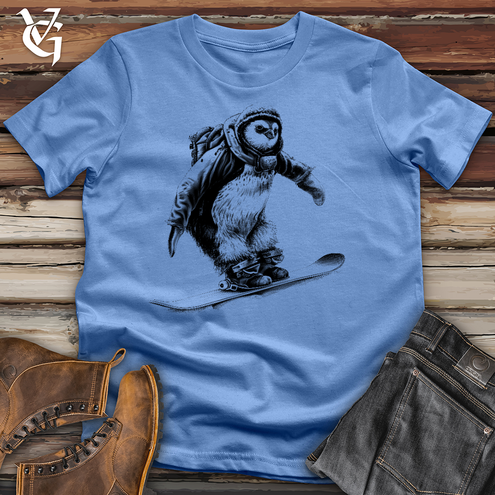 Viking Goods Penguin On Skates Cotton Tees Columbia Blue / L