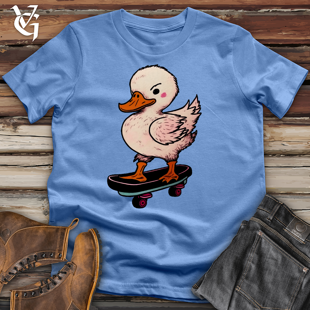 Viking Goods Skateboarding Duck Cotton Tee Columbia Blue / L